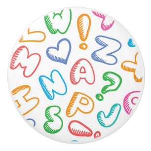 alphabet pattern ceramic knob