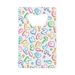 alphabet pattern credit card bottle opener