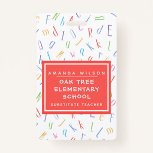 Alphabet Pattern - Elementary School Teacher Name Badge