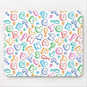 alphabet pattern mouse pad