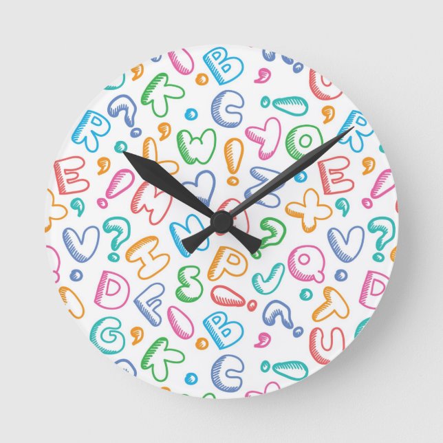 alphabet pattern round clock (Front)