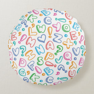 alphabet pattern round pillow