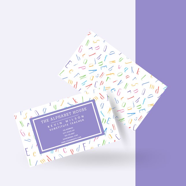 Alphabet Pattern - Substitute Teacher / Tutor Business Card (Creator Uploaded)