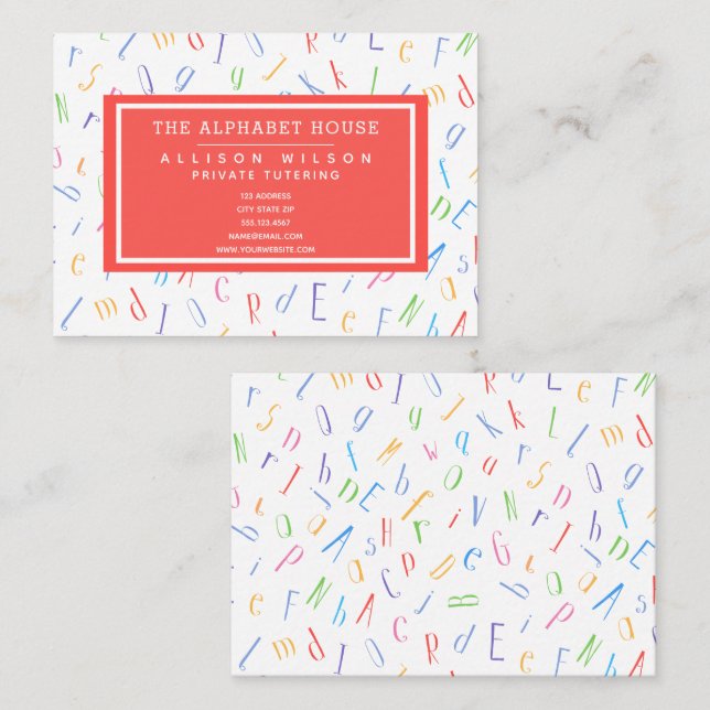 Alphabet Pattern - Teachter / Tutor Business Card (Front/Back)