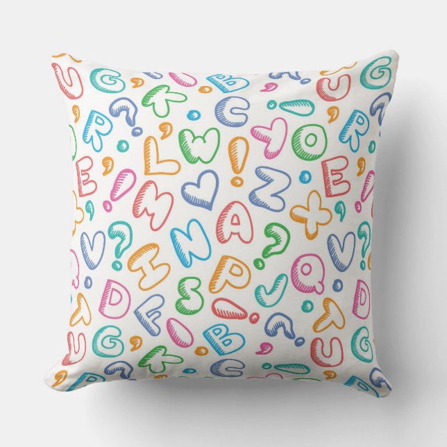 alphabet pattern throw pillow (Front)