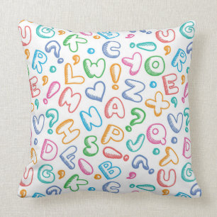 alphabet pattern throw pillow