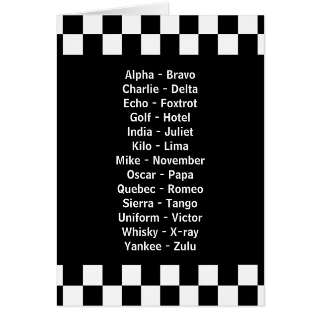 Alphabet phonétique de la police d'Emergency (Devant)