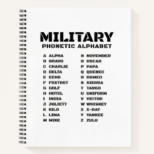 Alphabet phonétique pour l'armée – Cahier à lignes