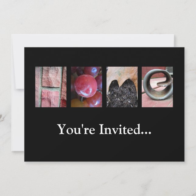 Alphabet Photography Collage, HOME Letter Word Art Invitation (Front)