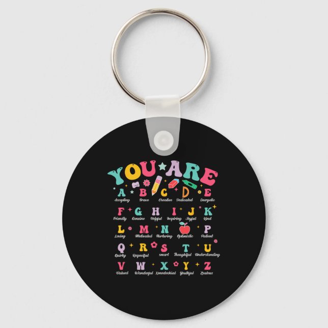 Alphabet Positive Affirmations Back To School Teac Keychain (Front)
