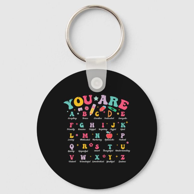 Alphabet Positive Affirmations Back To School Teac Keychain (Front)