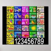 Alphabet Learn ABC's 123 Pre School Picture Chart | Zazzle