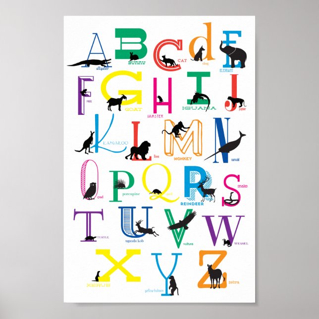 Alphabet Poster with Animal Silhouettes (Front)