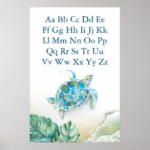 Alphabet Posters pour enfants Tortue de mer tropic