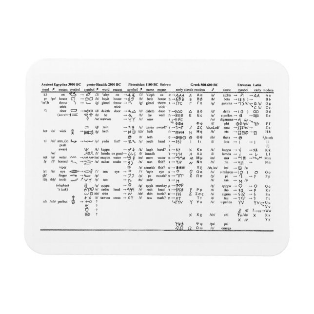 Alphabet Progression Throughout History Chart Magnet (Horizontal)
