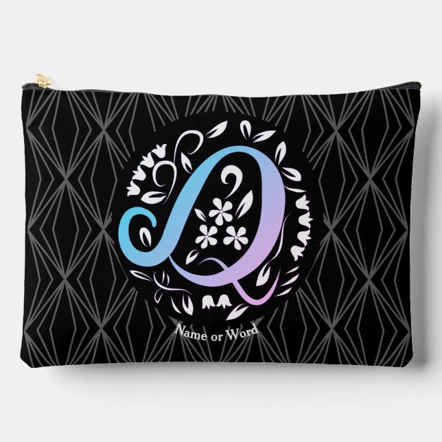 Alphabet Q Monogram Handwritting Accessory Pouch (Front)