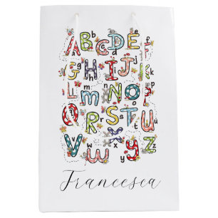Alphabet Rabbits, Butterflies, Fairies & Flowers  Medium Gift Bag