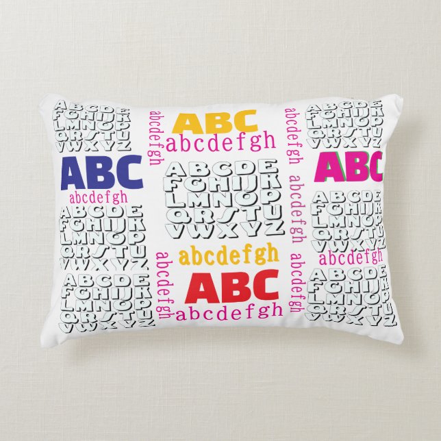 Alphabet Rainbow White    Accent Pillow (Front)