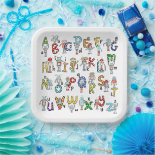 Alphabet Robots Paper Plate