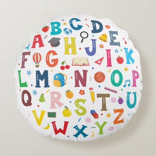 Alphabet Round Pillow (Front)