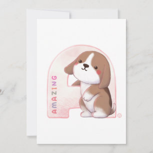Alphabet Series: "A" Amazing Beagle Illustration Thank You Card