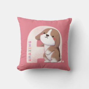 Alphabet Series: "A" Amazing Beagle Illustration Throw Pillow
