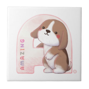 Alphabet Series: "A" Amazing Beagle Illustration Tile