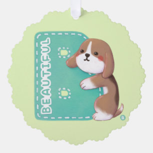 Alphabet Series: "B" Beautiful Beagle Illustration Ornament Card