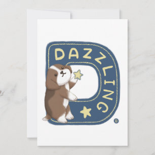Alphabet Series: "D" Dazzling Beagle Illustration Invitation