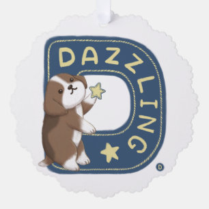 Alphabet Series: "D" Dazzling Beagle Illustration Ornament Card