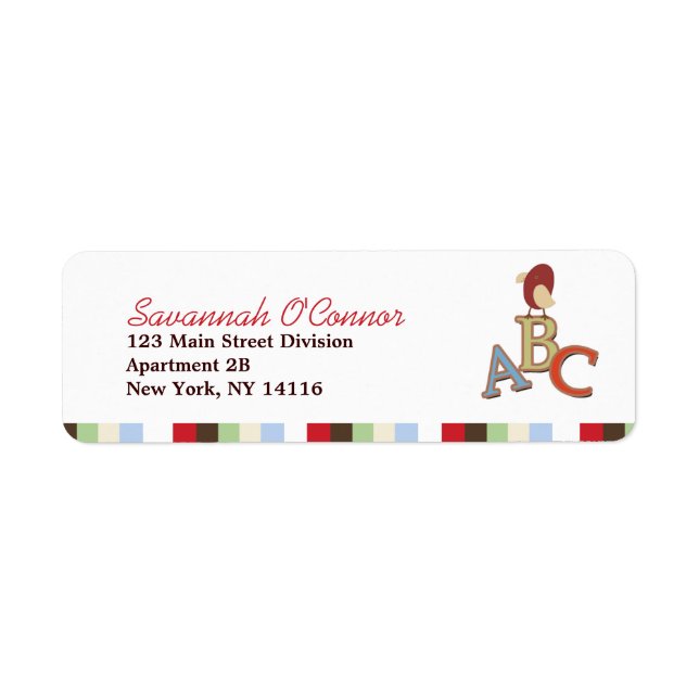 Alphabet Soup ABC Bird Custom Address labels (Front)