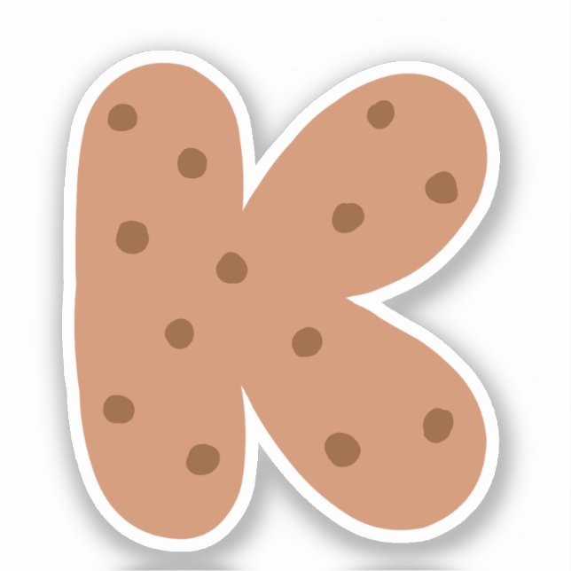 Alphabet Sticker, Letter K Sticker, Cookie  (Front)
