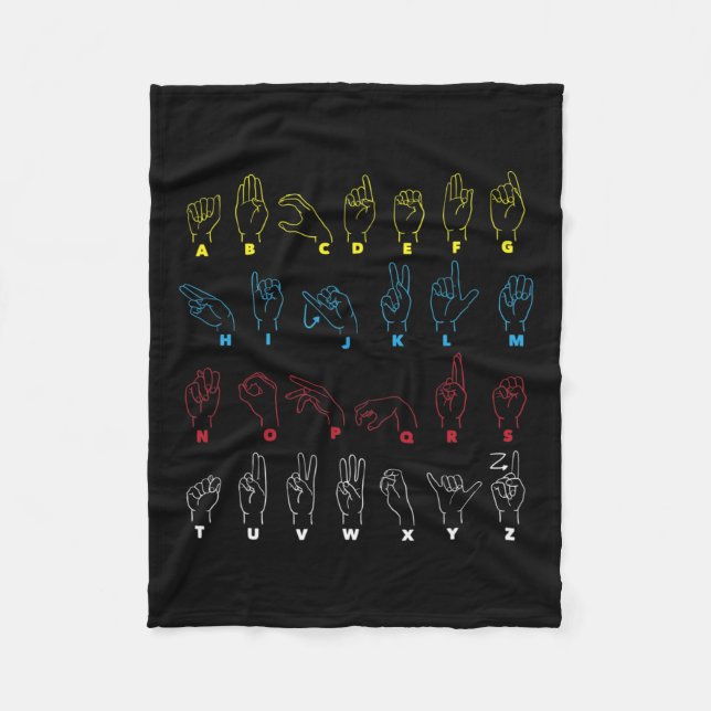 Alphabet Teacher American Sing Language Asl Chart  Fleece Blanket (Front)
