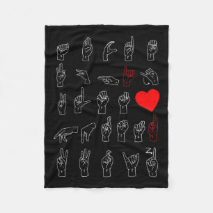 Alphabet Teacher American Sing Language Asl Chart Fleece Blanket