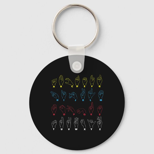 Alphabet Teacher American Sing Language Asl Chart  Keychain (Front)