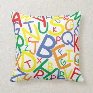 Alphabet throw pillow for child's bedroom nursery