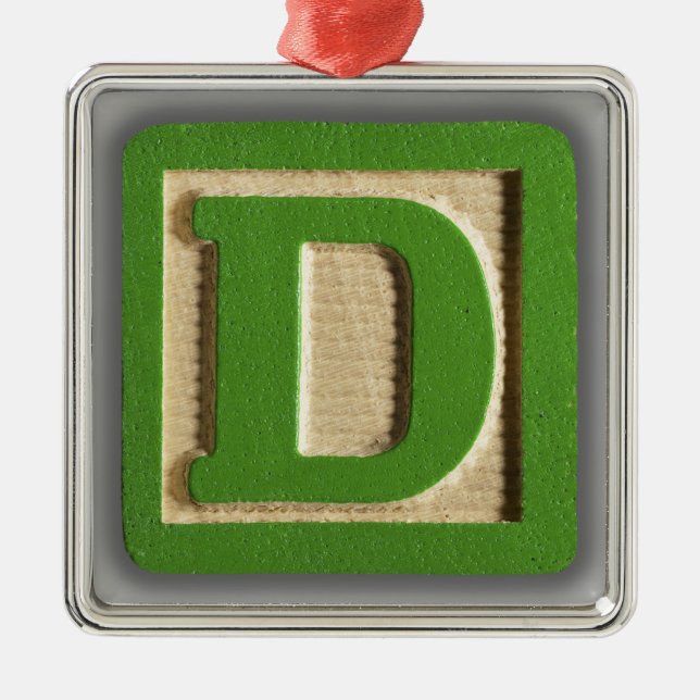 Alphabet Toy Block D Metal Ornament (Front)