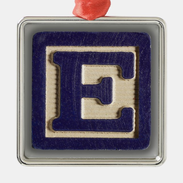Alphabet Toy Block E Metal Ornament (Front)