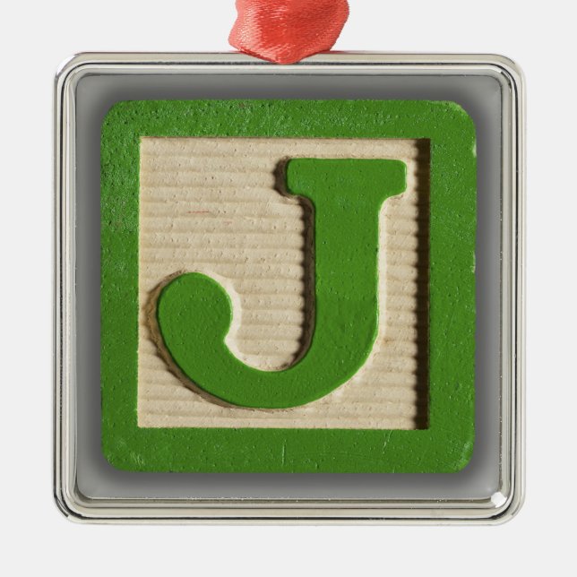 Alphabet Toy Block J Metal Ornament (Front)