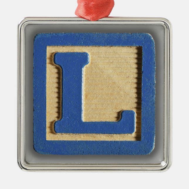 Alphabet Toy Block L Metal Ornament (Front)