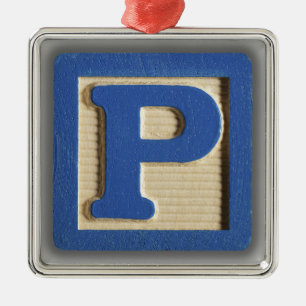 Alphabet Toy Block P Metal Ornament