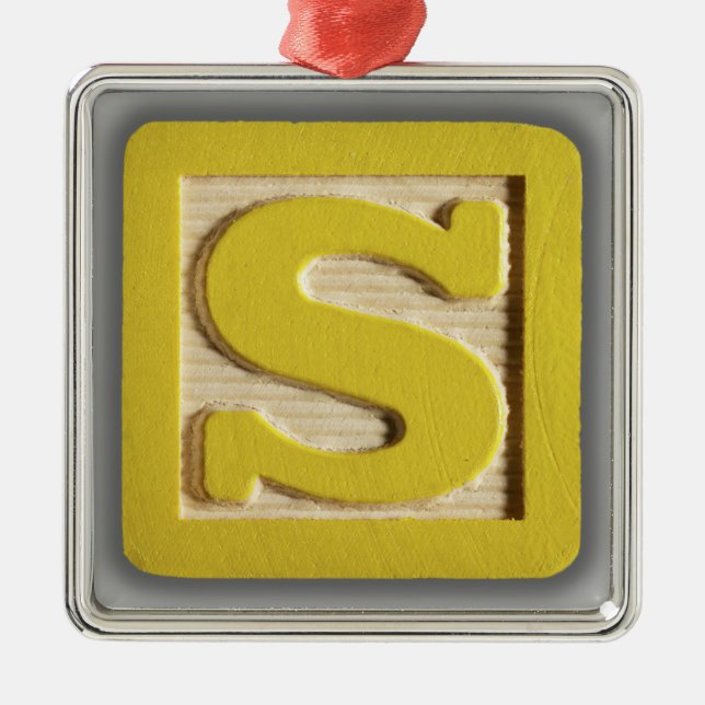 Alphabet Toy Block S Metal Ornament (Front)