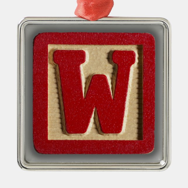 Alphabet Toy Block W Metal Ornament (Front)