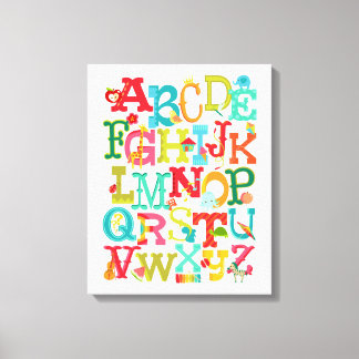 Alphabet Whimsical pour les enfants toile étirée A