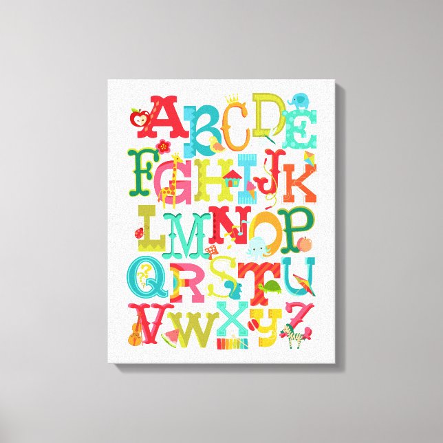 Alphabet Whimsical pour les enfants toile étirée A (Recto)