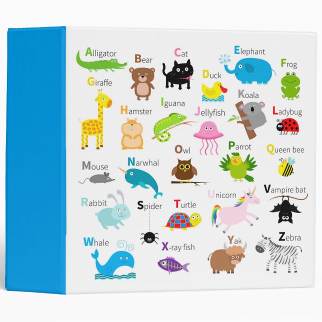 Alphabet with animal pictures and letters binder (Front/Spine)