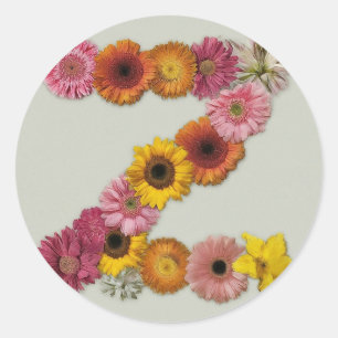 Alphabet Z in Flowers Classic Round Sticker