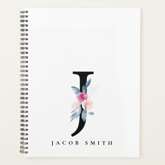 ALPHABÈTES FLORAUX BLEUS DOUX NOM LETTRE J (Devant)