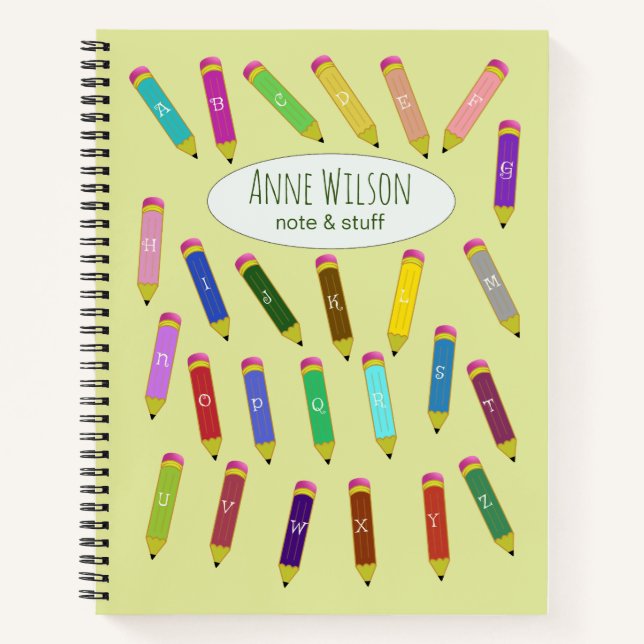 Alphabetic Colourful Educated Pencils Notebook (Front)