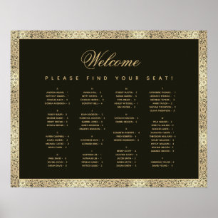 Alphabetical Black Gold Vintage Seating Chart 